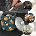 thumbnail image 4 of Yayeee Ashtray with Lid for Cigarette Smokeless Stainless Steel Home Ash Holder, Green Floral Oranges, 4 of 7