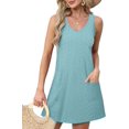 thumbnail image 2 of Womens Summer Dresses 2024 Loose V Neck Sleeveless Sundresses Swimsuit Coverup with Pockets Floral/Plain/Eyelet, 2 of 6