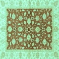 thumbnail image 1 of Ahgly Company Indoor Square Oriental Turquoise Blue Traditional Area Rugs, 7' Square, 1 of 4