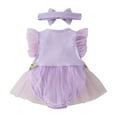 thumbnail image 5 of Gubotare Newborn Baby Girl Clothes Summer Baby Girl Romper Newborn Girl Short Sleeve Romper Jumpsuit Outfit Cute Clothes 0 3 6 9 12 18 24 Months (Purple,12-18 Months), 5 of 9