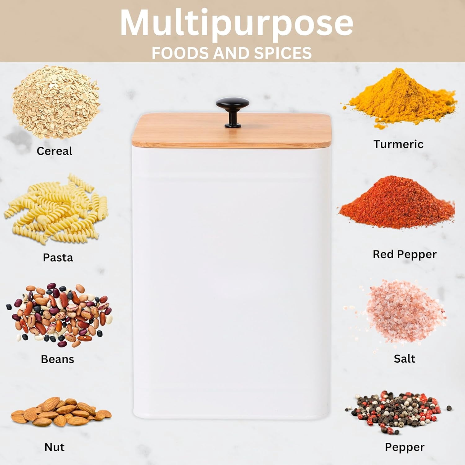 Perfnique Kitchen Canisters, Farmhouse Kitchen Counter Set of 4, Coffee Tea Sugar Jars Food Storage Container (White)
