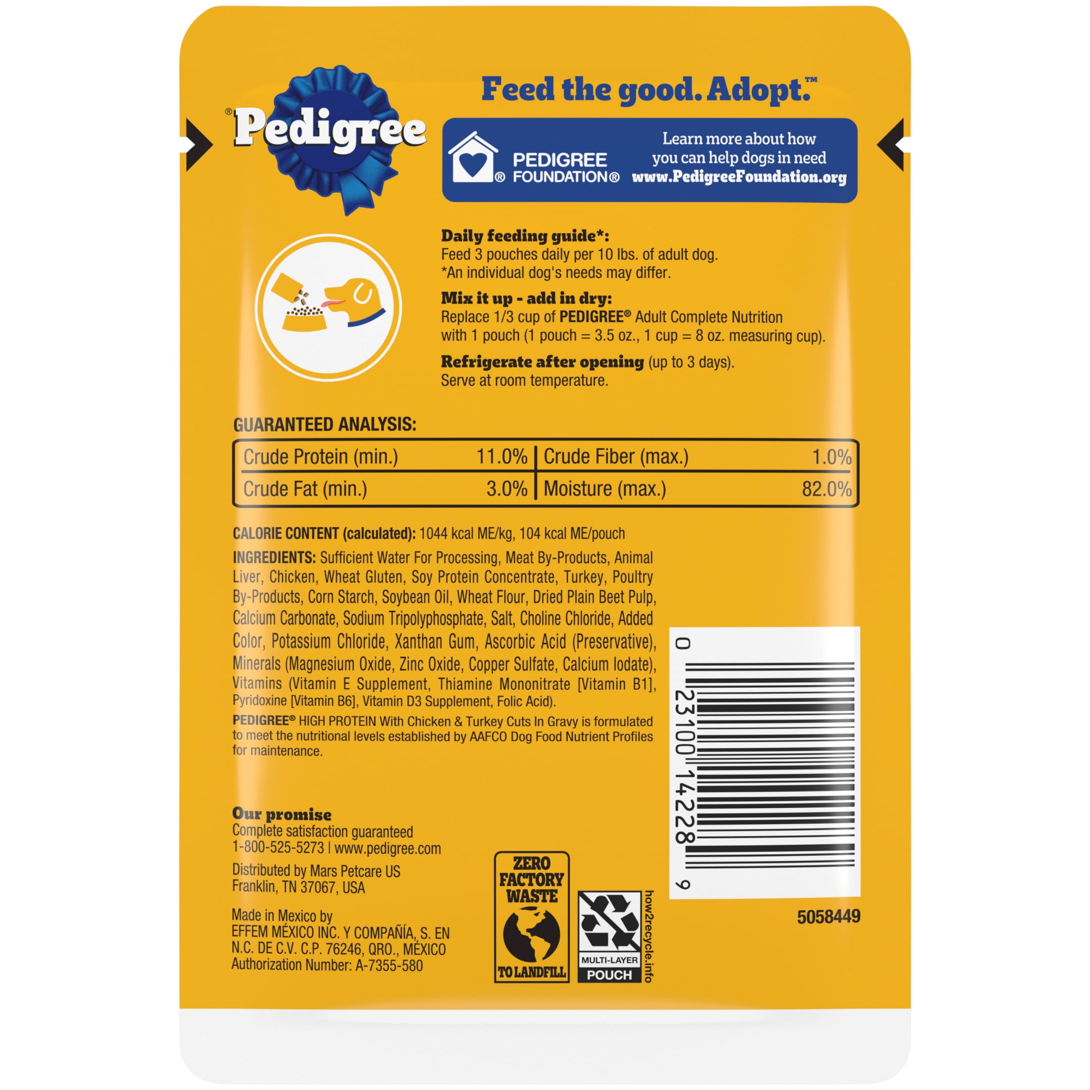 (12 pack) Pedigree High Protein Dog Food Wet Pouches, Chicken & Turkey, 3.5 oz. Pouches, 16 Count