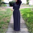 thumbnail image 2 of successthop Casual Dresses for Women with Sleeves Solid Ruched Ladies Dressy V Neck Oversized Evening Party Dress Blue, 2 of 6