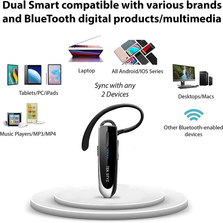 Headset Compatible with Apple iPhone 12 12 Pro 12 Pro Max 12 Mini In Ear Bluetooth 5.0 Wireless Earpiece IPX3 Waterproof Dual Microphones Noise Reduction Black Silver Walmart