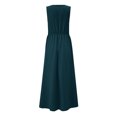 thumbnail image 6 of Bigersell Sleeveless Dress Women's Fashion Casual Loose Sleeveless Solid V-Neck Floor-Length Dress Women T-Shirt Dress Style 9305, Female Knee Length Dresses Green S, 6 of 9