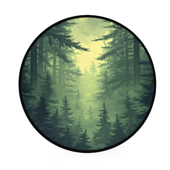 Green Forest Memory Foam Bath Mat 36" Absorbent Rug with Non Slip Base and 4 Bonus Pads