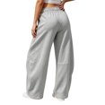 thumbnail image 6 of Womens Barrel Sweatpants, Baggy Wide Leg Lounge Pants Drawstring Elastic Waist Soft, 6 of 7