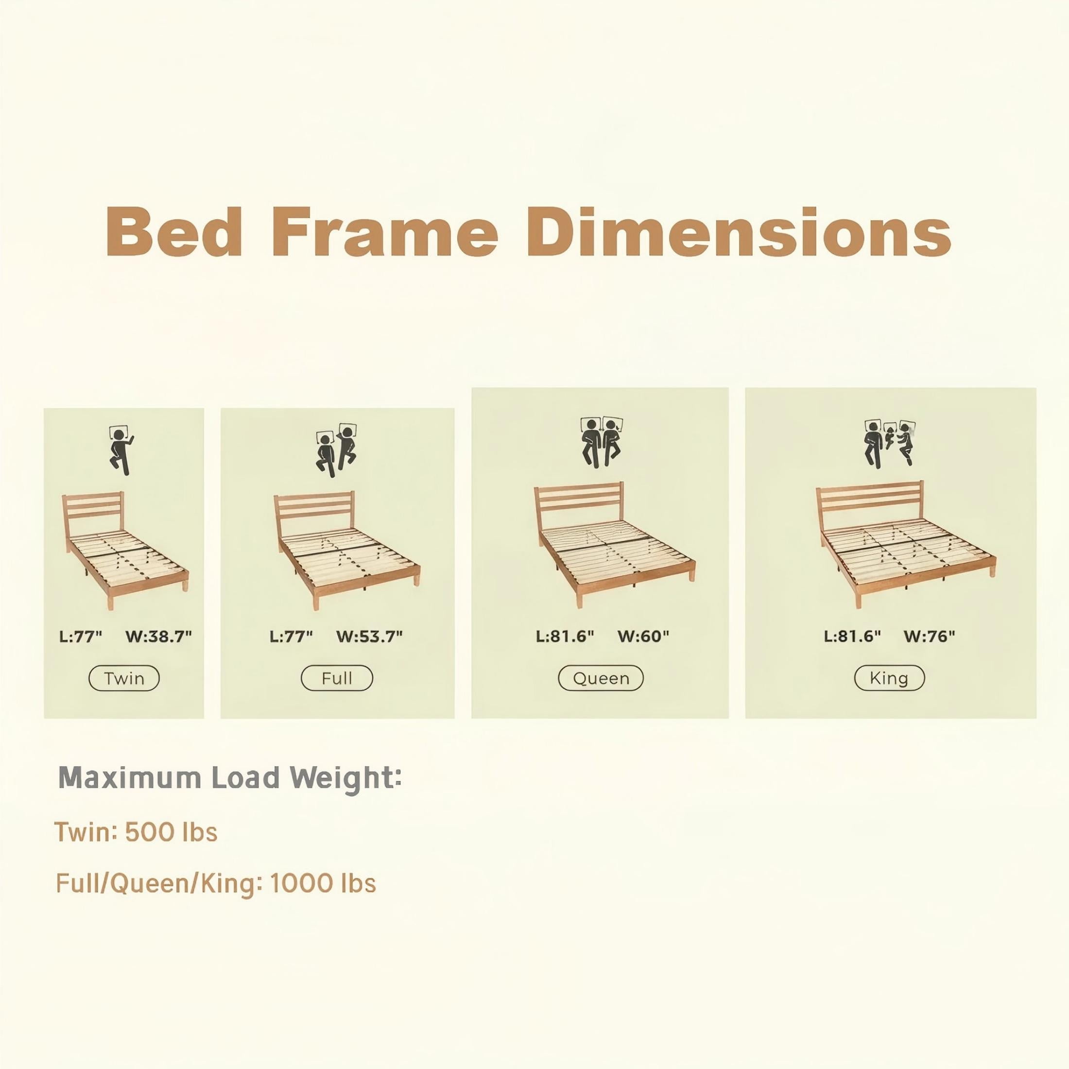 CONCETTA Wood Queen Size Bed Frame with Headboard, Walnut Finish, Sturdy Slat Support, Ideal for Bedroom and Guest Room