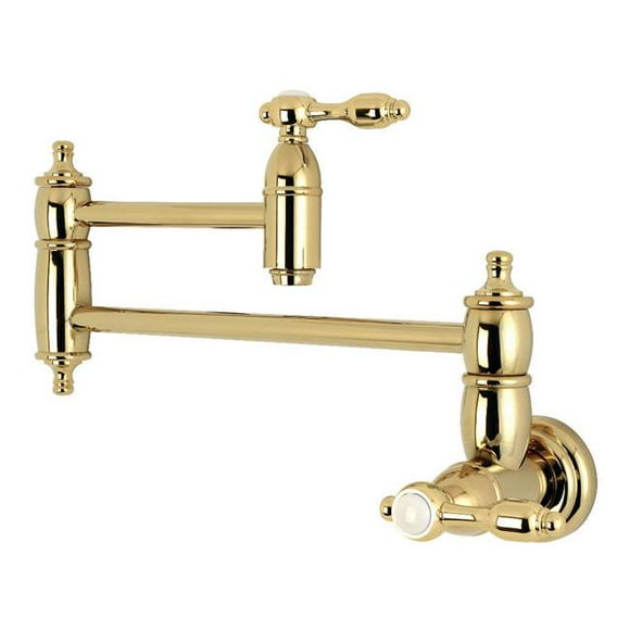 Kingston Brass KS3102TAL Traditional Wall Mount Pot Filler Kitchen Faucet - Polished Brass
