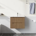 thumbnail image 4 of Goodyo 24" Wall-Mount Bathroom Vanity with White Basin Sink Floating Bathroom Cabinet in Walnut, 4 of 9