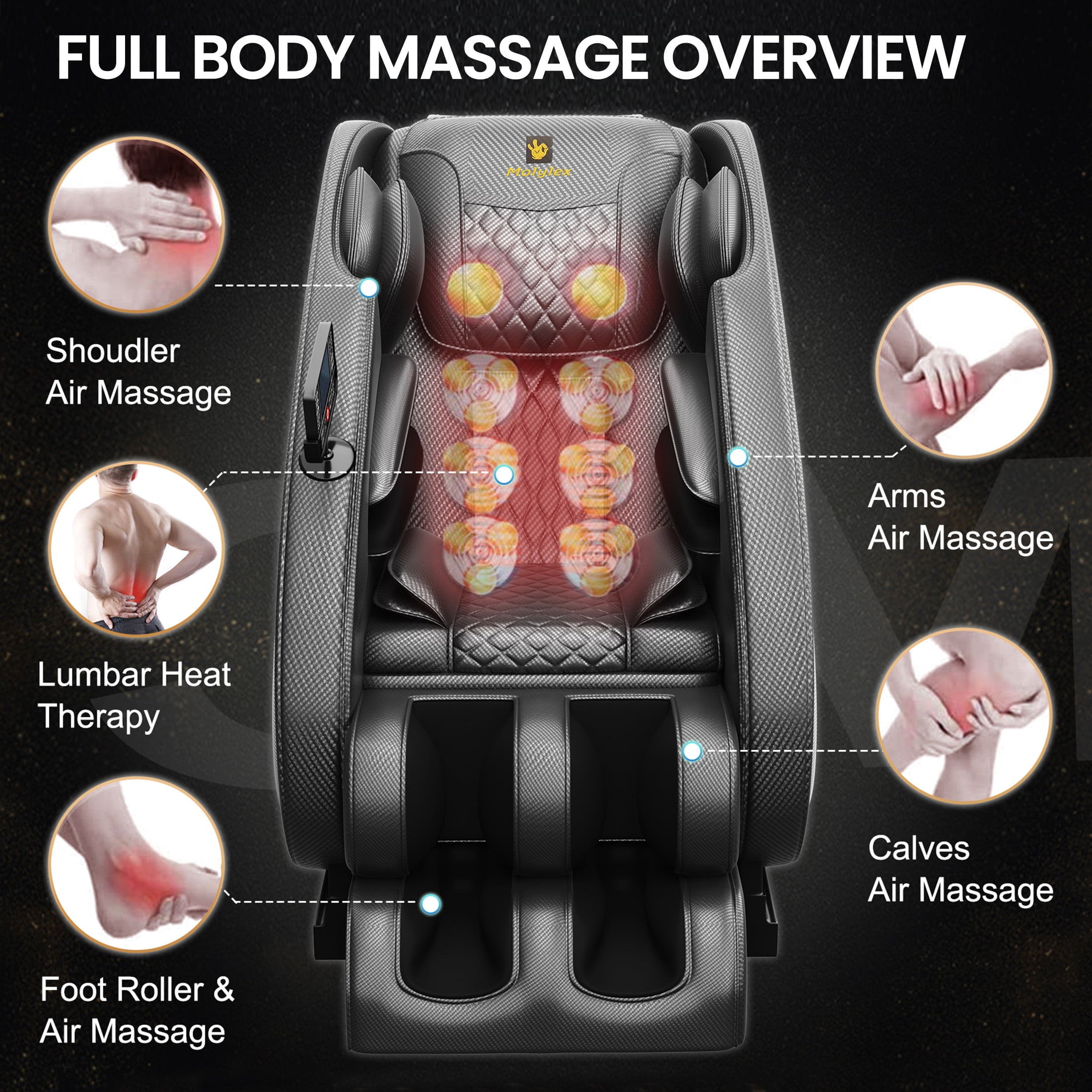 Aukfa Zero Gravity Recliner Massage Chair w/ Heat, Bluetooth, 5 Modes & Shiatsu Full Body Massage Chair, Black