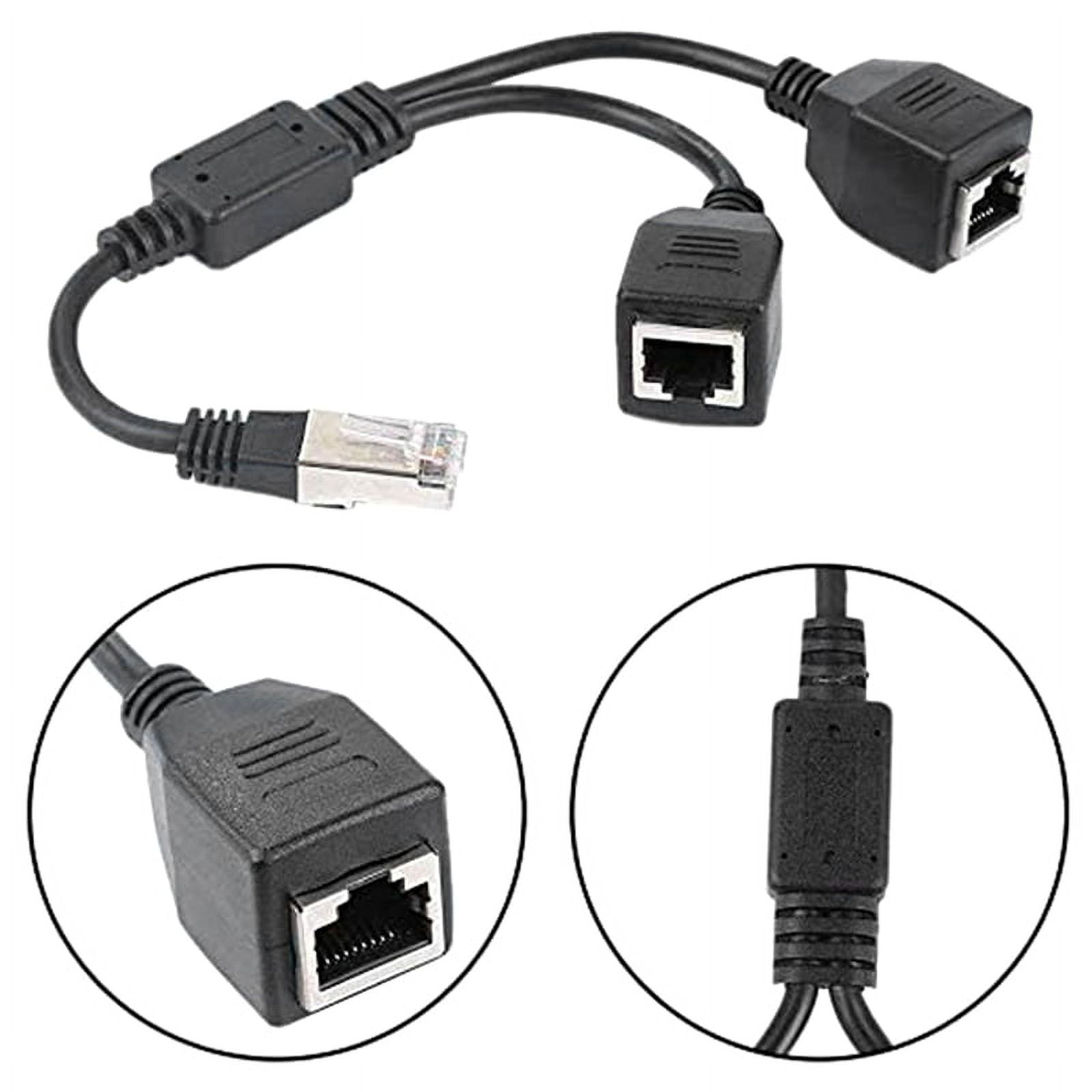RJ45 Ethernet Splitter Cable, TSV 1 to 2 LAN Male to Female Network Adapter  Fit for Cat5, Cat5e, Cat6, Cat7 Ethernet Socket Connector
