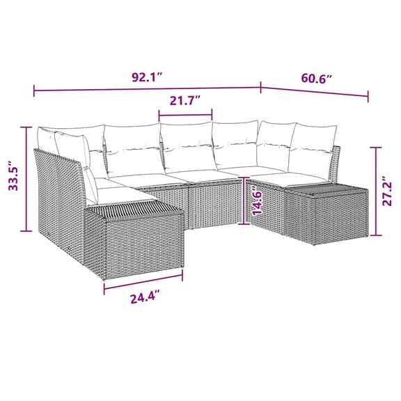 vidaXL 6 Piece Garden Sofa Set with Cushions Black Poly Rattan