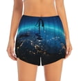 thumbnail image 2 of Rateoe Planet Earth Printed 2 in 1 Women's Workout Shorts for Athletic Gym Running Shorts with Phone Pockets-Medium, 2 of 7