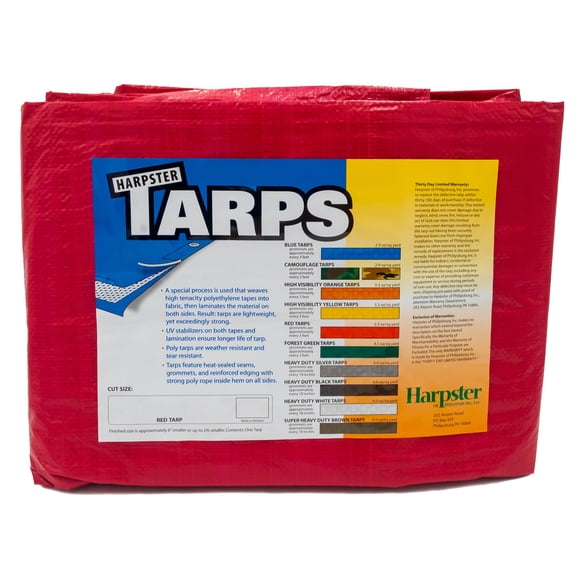 Harpster Tarps 15' x 15' High Visibility RED 3.3 oz. Poly Tarp 8 Mil