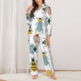 thumbnail image 2 of Fuzoiu Colorful Insects Print Women's Long-Sleeved Pajama,Lounge Button Down Nightwear,Womens Notch Collar Pajama Set-Medium, 2 of 7