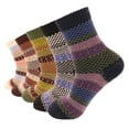 thumbnail image 2 of 5 Pairs Womens Multicolor Fashion Warm Wool Cotton Thick Winter Crew Fuzzy Socks, 2 of 4