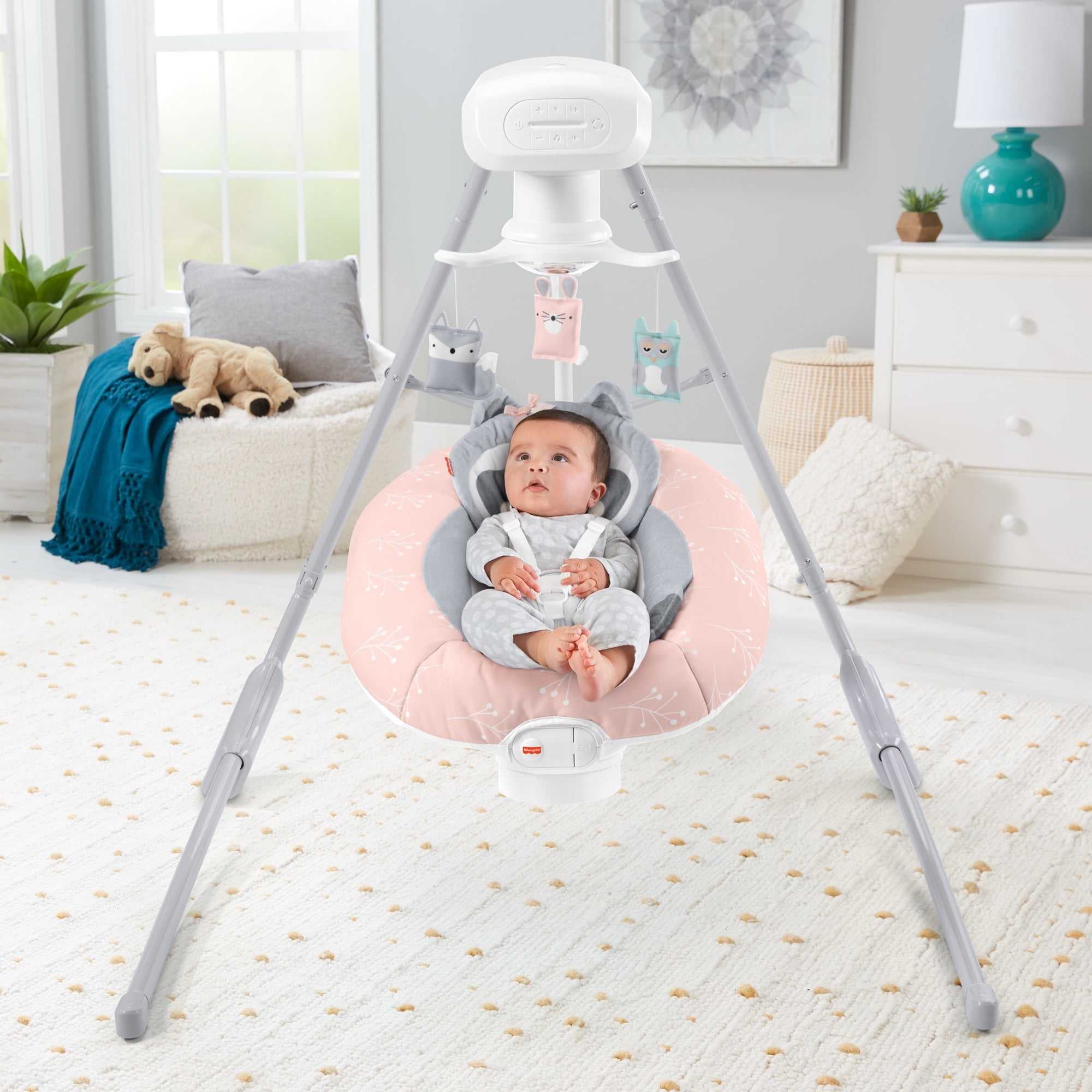 Fisher Price Baby Raccoon Cradle N Swing Pink Baby Chair Walmart Com Walmart Com