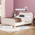 thumbnail image 3 of Chantelle Modern Curved Upholstered Bed, Ivory Boucle, 3 of 14
