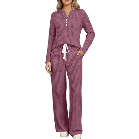 Valora Women Fashion Clothes Elegant Everyday Apparel Set for Women V- Neck Knitted Pajama Top with Relaxed Long Pants Cozy Home and Wear for Autumn and Winter Comfort Red 3XL Valora Women Fashion Clothes Elegant Everyday Apparel Set for Women V- Neck Knitted Pajama Top with Relaxed Long Pants Cozy Home and Wear for Autumn and Winter Comfort Red 3XL