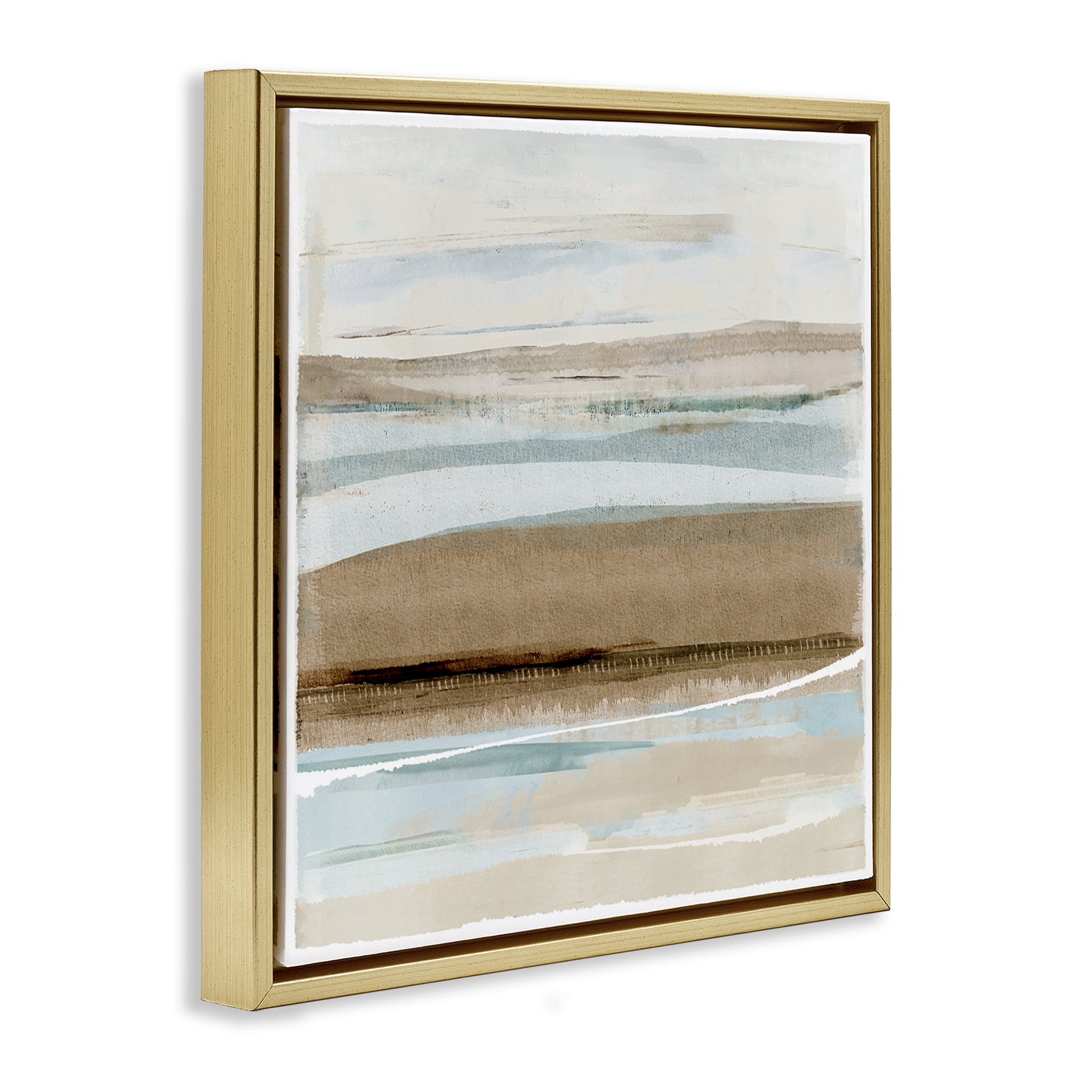 Stupell Industries Soft Winter Sands Abstract Painting Gold Floater Framed Canvas Art Print Wall Art, 18 x 18