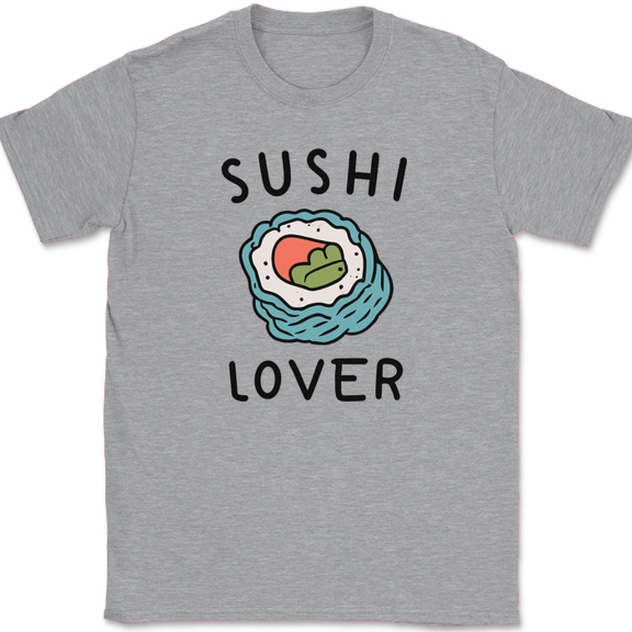 Sushi Lover T-Shirt Funny Roll Japan Food Rice Cute Humor Graphic Tee - Heather Grey, S