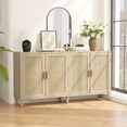 thumbnail image 3 of 70" Rattan Buffet Cabinet with Storage, 4-Door Sideboard Buffet Cabinet with Adjustable Shelves for Kitchen, Living Room and Dining Room, Easy Assembly, Natural Finish, 3 of 10