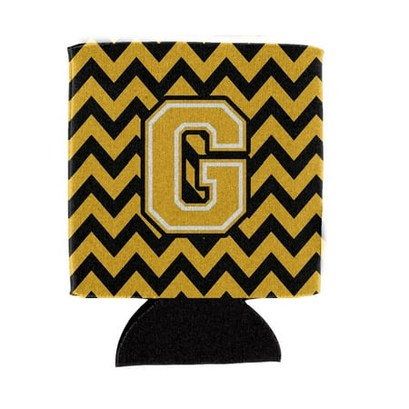 

Carolines Treasures CJ1053-GCC Letter G Chevron Black and Gold Can or Bottle Hugger Can Hugger multicolor