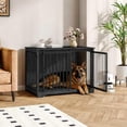 thumbnail image 2 of Hzuaneri Dog Crate Furniture with Barn Door, 43.3" Wood Heavy Duty Dog Crate Kennel for Medium/Large Dogs, End Side Table, Farmhouse Style, Black, 2 of 9