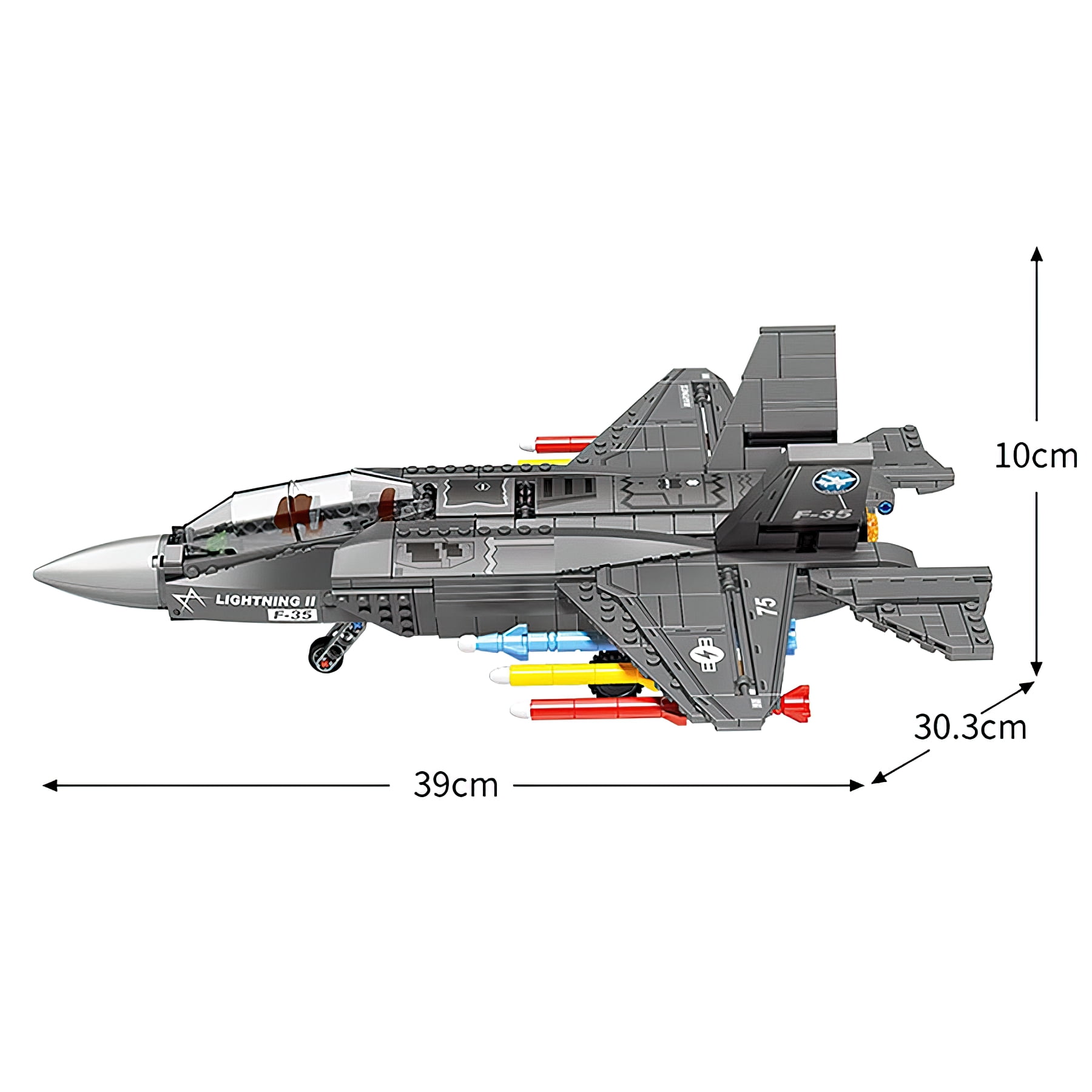 HI-Reeke Aircraft Model Building Block Set F-35 Lightning II Military Fighter Jet Building Kit Gray