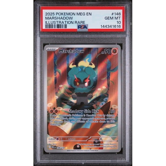 Collectible 2025 Pokemon Mega Evolution Illustration Rare Marshadow #146 /132 PSA 10