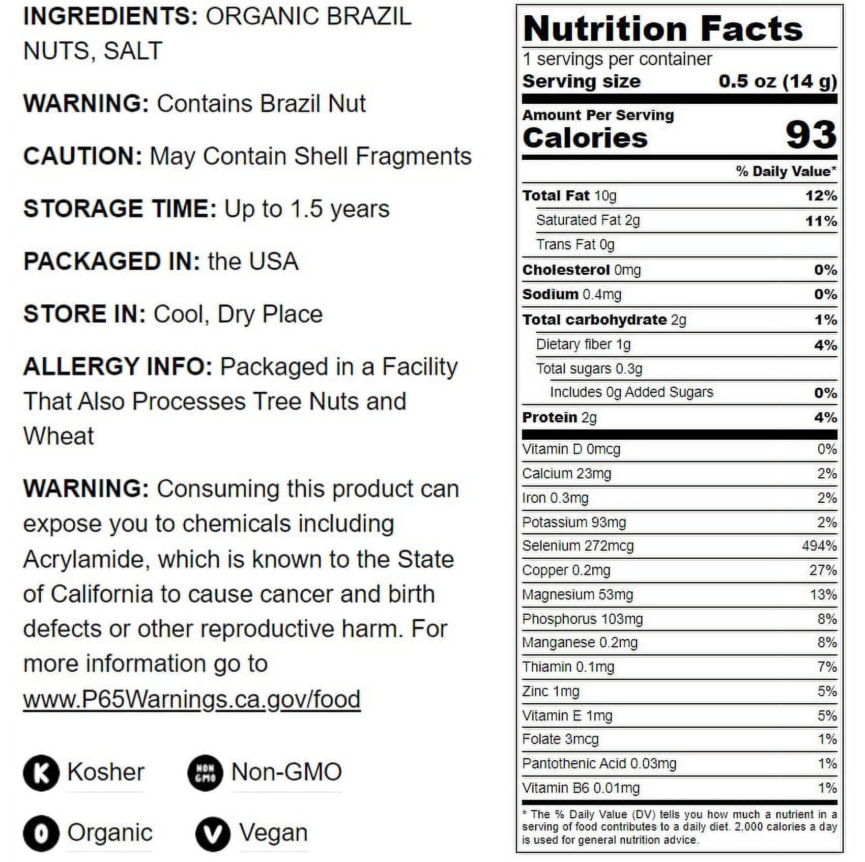 Organic Dry Roasted Brazil Nuts with Himalayan Salt, 2 Pounds — Non-GMO, Kosher, Vegan — by Food to Live