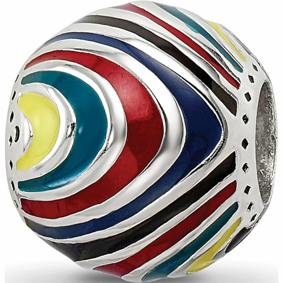 Sterling Silver Reflections Multi-Colored Enameled Ip-Plated Bead (11.06 X 9.95) Made In China -Jewelry By Sweet Pea