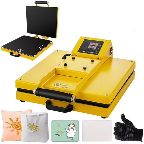 SHZOND Clamshell Heat Press Machine  15 x 15 Inch Large Heat Press Digital Control Heat Transfer Machine for T-Shirts, Bag, Mouse Pad