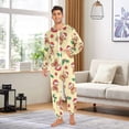 thumbnail image 3 of Adult Christmas Onesie Holly Leave Christmas Bear Pattern Zipper One-Piece Pajamas Unisex with Pockets, 3 of 6