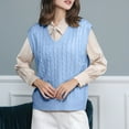 thumbnail image 4 of MESSUEN Sweater Vest Knitted Sweater Cable Knit Sweater Women Womens Top Women Shirts Dressy Summer Tops for Women Blouses for Women Dressy Casual Blue M, 4 of 5