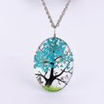 thumbnail image 1 of Dried Flower Necklace Oval Glass Lockets Life Of Tree Butterfly Pendant Chain Necklaces Women Girls Birthday Jewelry, 1 of 1