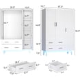 thumbnail image 3 of ANPOO Large 3 Doors Armoire Wardrobe Closet with LED Lights & Hanging Rods,70.9" White Louver Door Wardrobe Armoire with 3 Drawers,LED Large Armoire Storage with Multi-Layer Shelves, 3 of 9