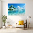 thumbnail image 3 of Tropical Palm Clear Blue Island Sea Framed Canvas Prints for Hallway Bedroom Office Decor, Ready to Hang12"L x 8"W, 3 of 10