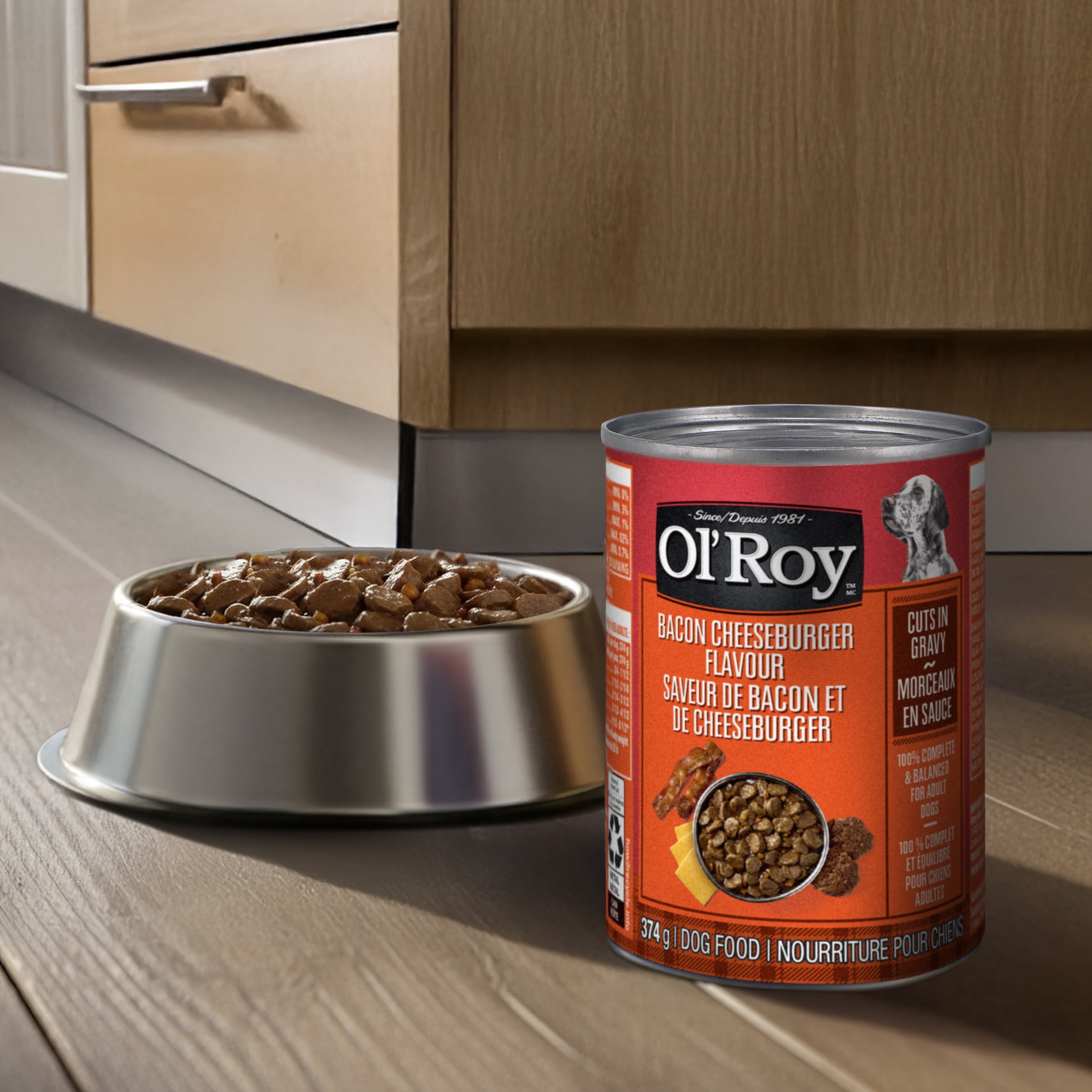 Ol' Roy Bacon and Cheeseburger Flavour Wet Dog Food, 374 g