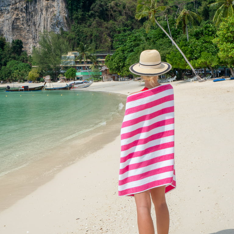 LOFT by Loftex Resort Beach Towel CABANA pink purple white stripes