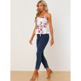 thumbnail image 3 of Cami floral sin mangas Allegra K Blusa Peplum Beige XS, 3 of 5