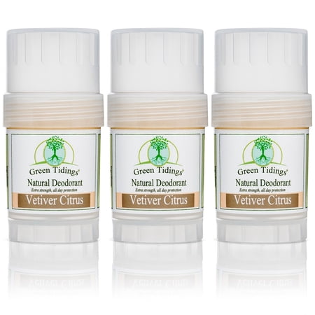 Green Tidings All Natural Deodorant- Vetiver Citrus, 1 Ounce 3 PACK 15% OFF