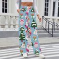 thumbnail image 7 of Women's Fashion Casual Loose Printed Wide-Leg Sports Pants with Christmas Print, Comfortable Home and Outdoor Wear, Elastic Waist with Drawstring for Easy Fit, Beige, XL, 7 of 7