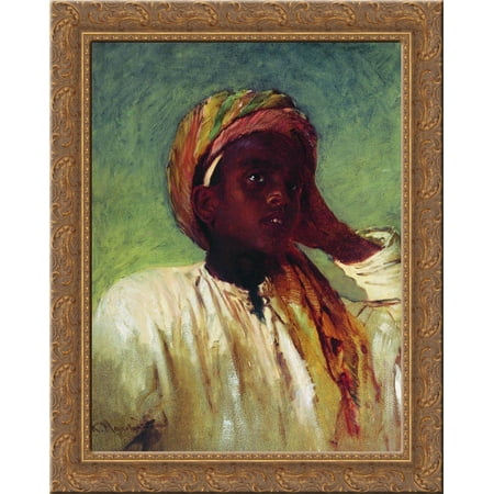 Arab Boy 20x24 Gold Ornate Wood Framed Canvas Art by Makovsky, Konstantin