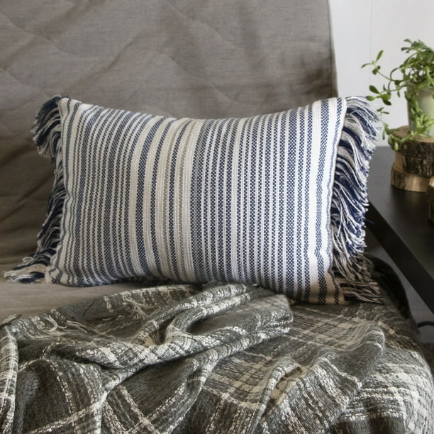 Baytown Striped Woven Poly Filled 12x20 Decorative Boho Lumbar Throw
