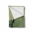 thumbnail image 2 of Razorback Soft Flannel Fleece Throw Blanket, Illustration of Wild Boar Pig on Abstract Landscape, Cozy Plush for Indoor and Outdoor Use, 50" x 70", Sage Green Hunter Green, by Ambesonne, 2 of 6
