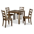 thumbnail image 2 of Furniture of America Nolan 5-Piece Transitional Solid Wood Indoor Dining Table Set, Walnut, 2 of 9