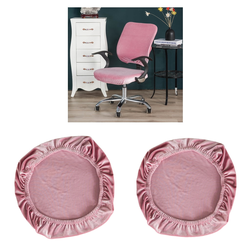 2Pieces Removable Stretch Velvet Chair Covers Stool Cushion Home Decor Pink 