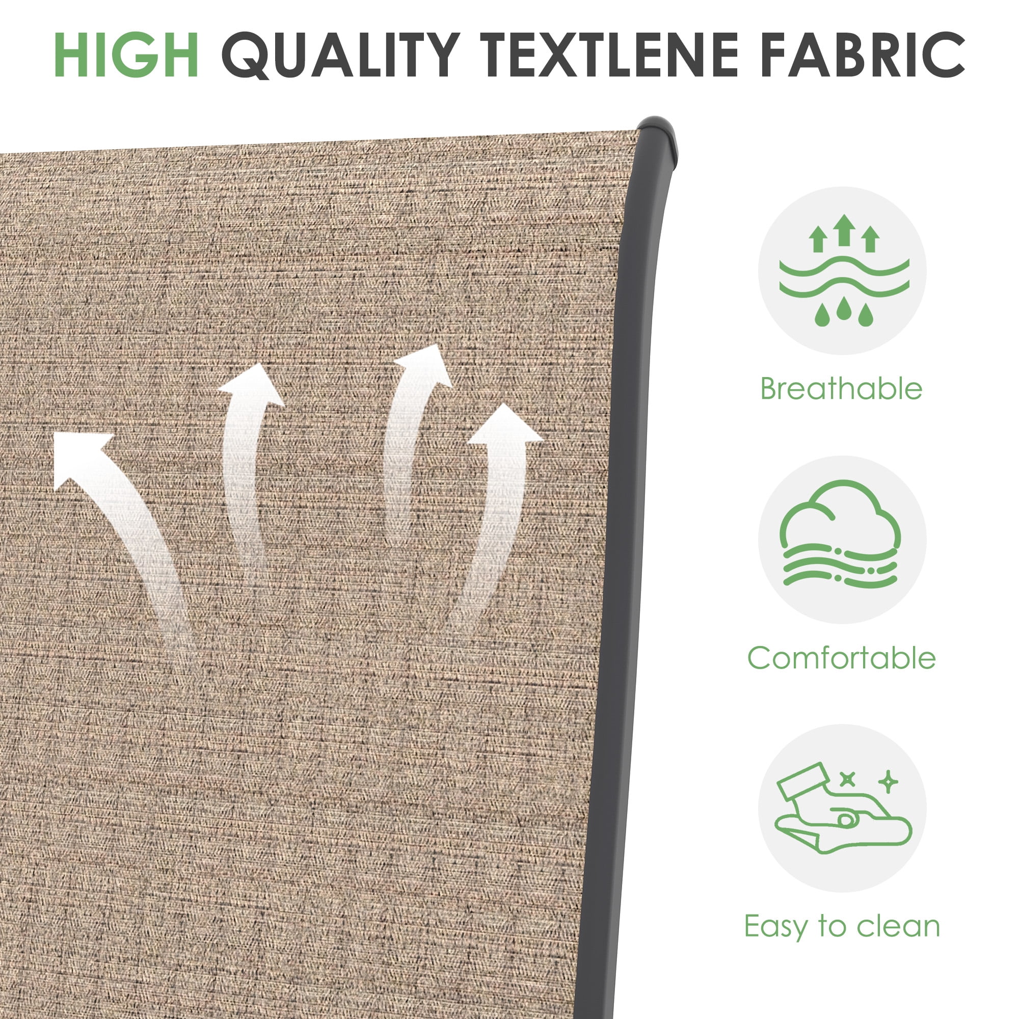 Poteban Patio Chairs Set of 6, Outdoor Dining Chairs High Back with All Weather Breathable Textilene, Metal Frame for Lawn Garden Backyard Deck